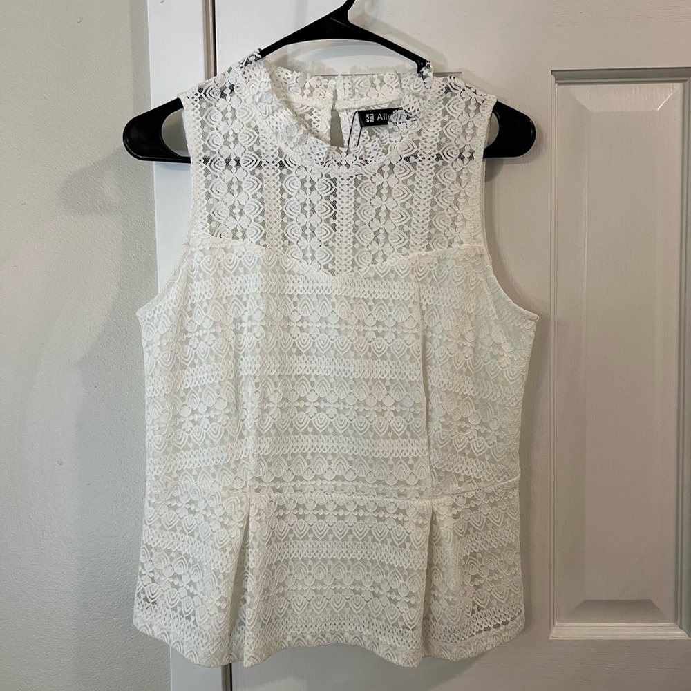Allegra K white lace peplum top (M - medium)
